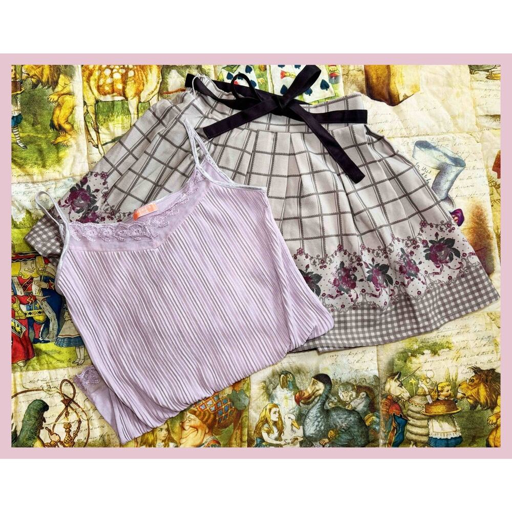 Ank Rouge Rose Pattern Skirt Castanets Club Camisole Shoujo Girl Himekaji Gyaru - Picture 3 of 16